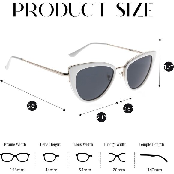 ✨Women\'s White Retro Big Frame Cat Eye Polarized with Spring Hinge Sunglasses main image 4